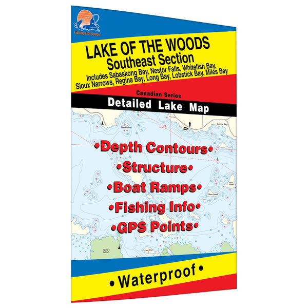 Lake of the Woods Southeast Fishing Map, Lake (incl. Sioux Narrows/Nestor Falls) Fishing Hot Spots