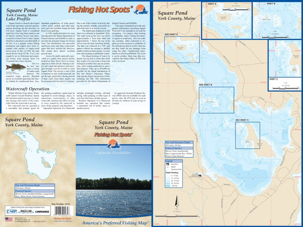 SQUARE POND - LAMINATED ME MAP Fishing Hot Spots