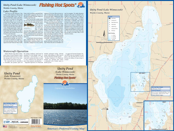 UNITY POND (LAKE WINNECOOK) - LAMINATED Fishing Hot Spots