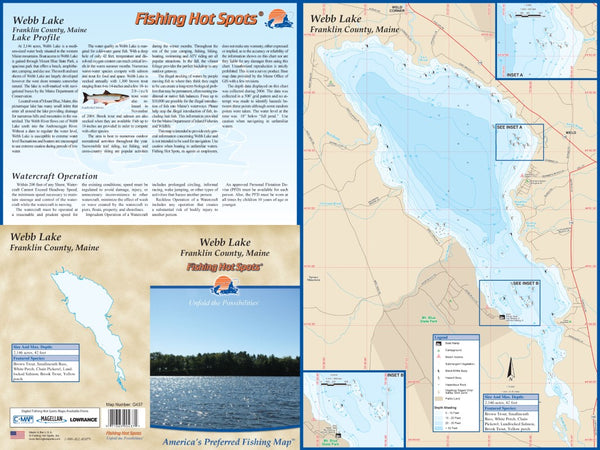 WEBB LAKE - LAMINATED ME MAP Fishing Hot Spots