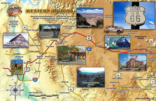 Route 66 Arizona Guide Card Frankos Maps Ltd.