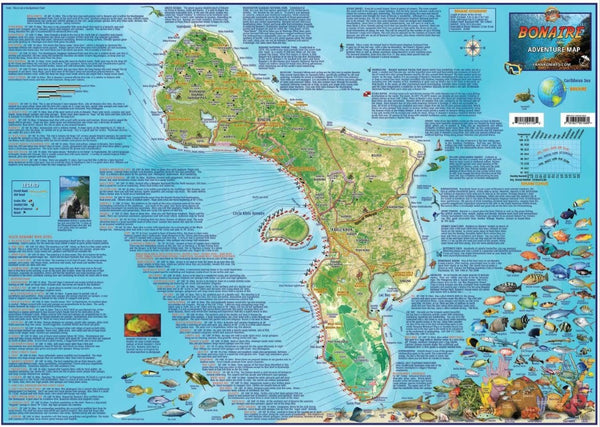 Caribbean Map - Bonaire Guide & Dive, laminated Frankos Maps Ltd.