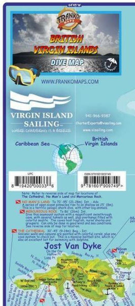 Caribbean Map, British Virgin Islands, folded Frankos Maps Ltd.