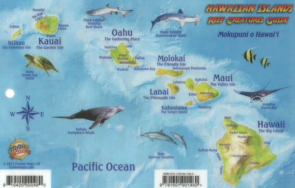 Hawaiian Islands, Reef Creatures Fish ID Card, 2023 Frankos Maps Ltd.