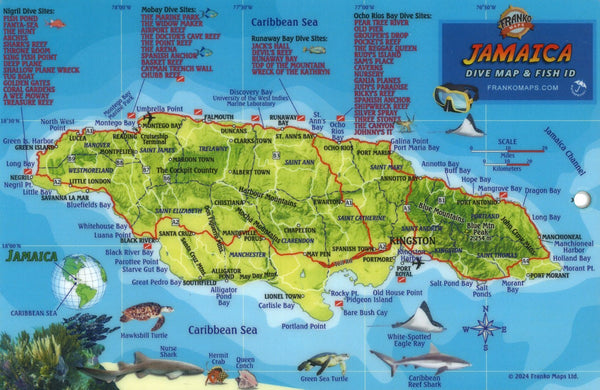 Franko's Jamaica Dive Map & Reef Creatures Identification Guide Frankos Maps Ltd.