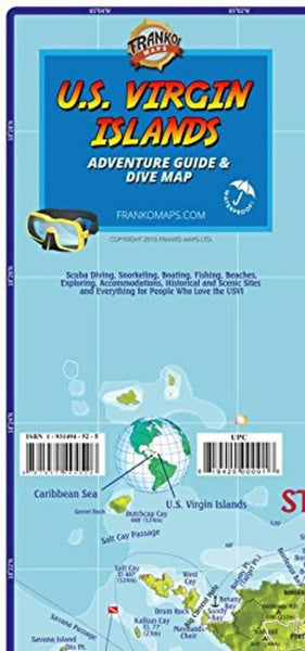 Caribbean Map, US Virgin Islands Guide and Dive, folded, 2015 Frankos Maps Ltd.