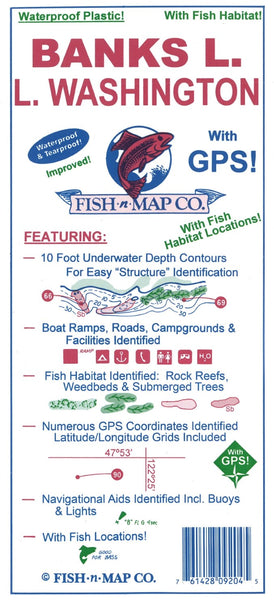 Banks Lake & Lake Washington Fishing Map Fish-n-Map Company