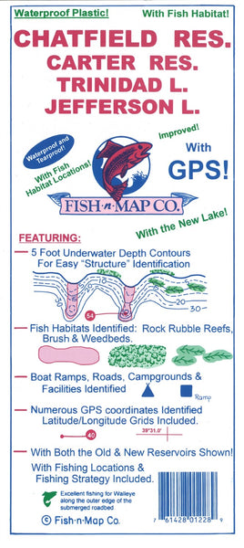 Chatfield, Carter Reservoir, Jefferson, South Platte River Fishing Map Fish-n-Map Company