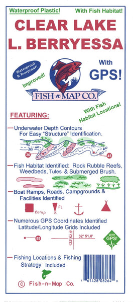 Clear Lake & Lake Berryessa Fishing Map Fish-n-Map Company