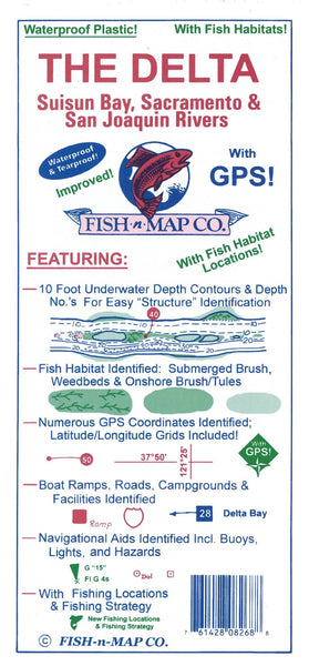 The Delta (Suisun Bay/Sacramento & San Joaquin Rivers) Fishing Map Fish-n-Map Company