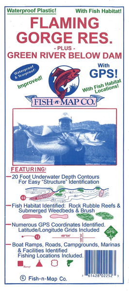 Flaming Gorge Reservoir and Green River Below Dam Fishing Map Fish-n-Map Company