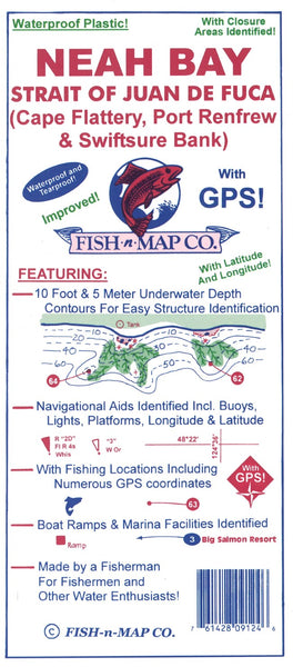 Neah Bay & Strait of Juan de Fuca (West), including Cape Flattery Fishing Map Fish-n-Map Company