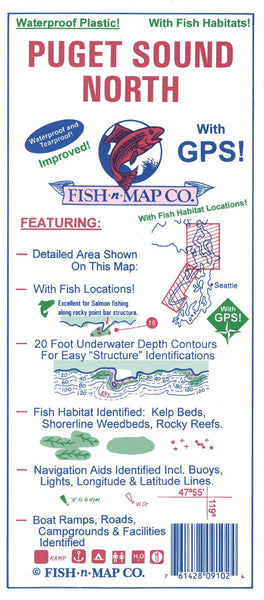 Puget Sound North (Everett to Deception Pass) Fishing Map Fish-n-Map Company