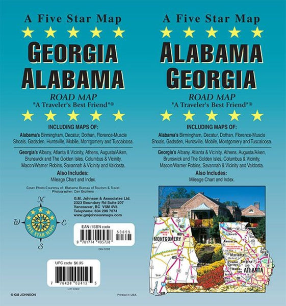 Alabama & Georgia Road Map : A Travelers Best Friend Five Star Maps Inc