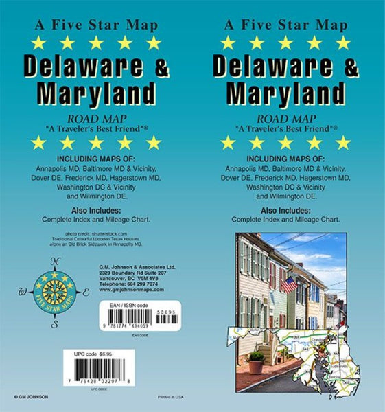 Delaware & Maryland State Map Five Star Maps Inc