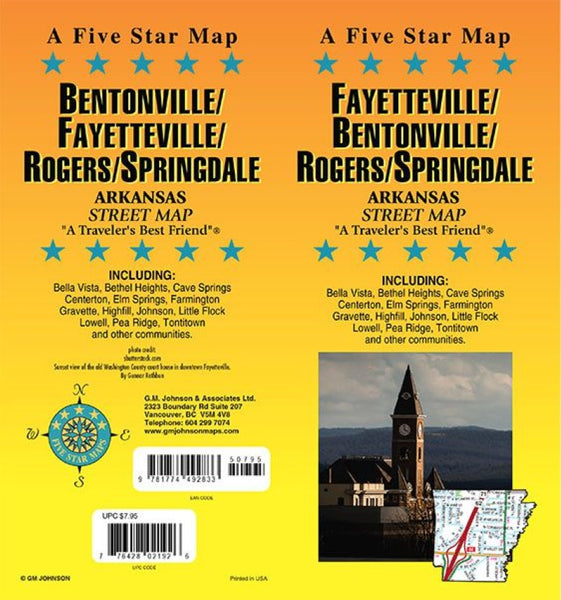Fayetteville/Bentonville/Rogers/Springdale, Arkansas Street Map Five Star Maps Inc