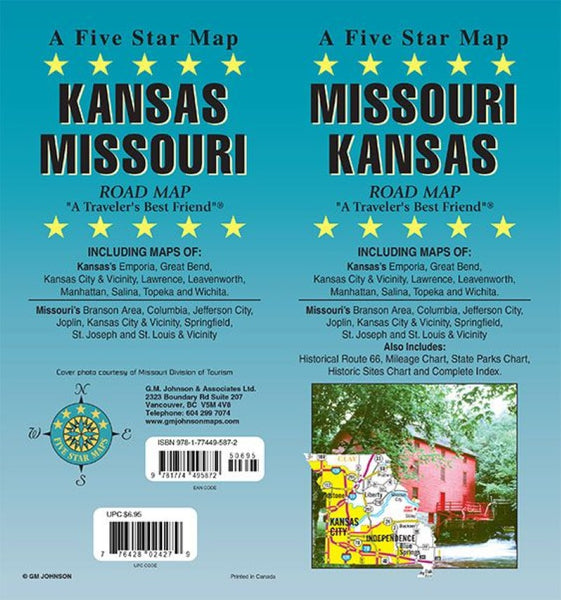 Kansas / Missouri State Map Five Star Maps Inc