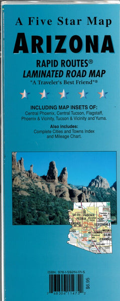 Arizona (Rapid Route) Laminated Map Five Star Maps Inc