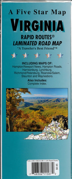 Virginia : Rapid Routes : laminated road map Five Star Maps Inc