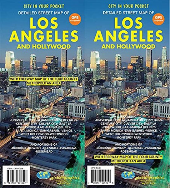 Detailed street map of Los Angeles and Hollywood Global Graphics