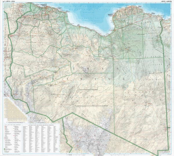 Libya 1:1,750,000 road map (flat) GiziMap