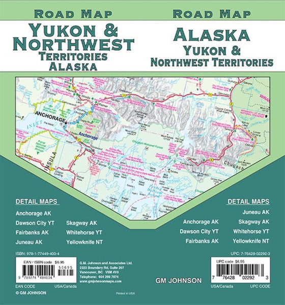 Alaska / Yukon / Northwest Territories, USA-Canada Road Map GM Johnson