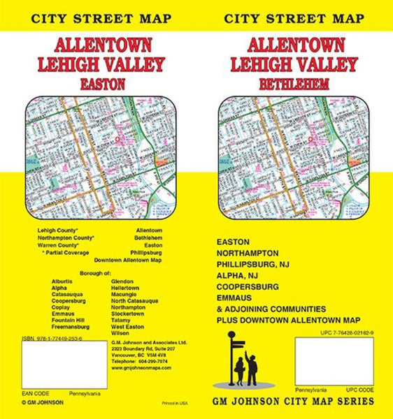 Lehigh Valley / Allentown / Bethlehem / Easton, Pennsylvania Street Map GM Johnson