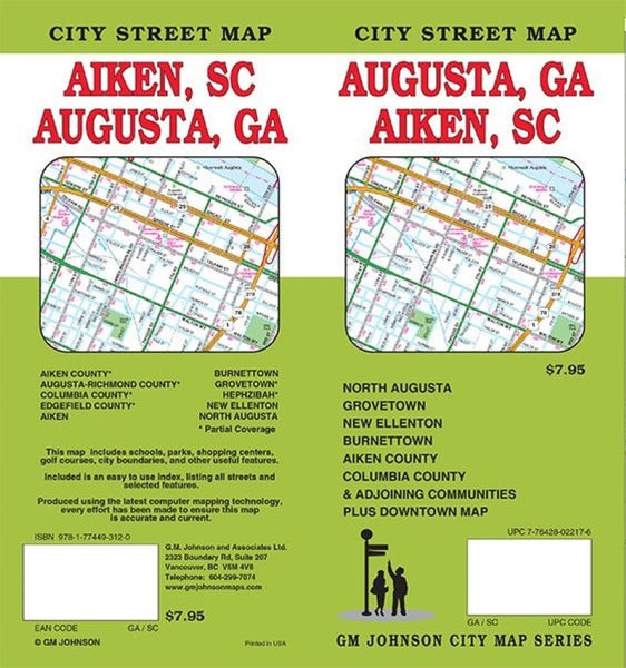 Augusta, GA : Aiken, SC : city street map = Aiken, SC : August, GA : city street map GM Johnson
