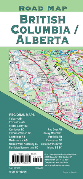 Alberta and British Columbia Road Map GM Johnson