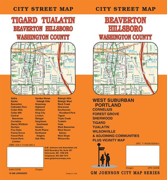 Beaverton : Hillsboro : Washington County : city street map = Tigard : Tualatin : Beaverton : Hillsboro : Washington County : city street map GM Johnson