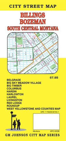 Billings / Bozeman / South Central Montana Cities & Counties, Montana Street Map GM Johnson