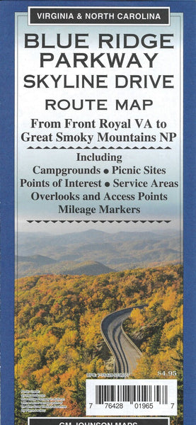 Blue Ridge Parkway Skyline Drive Route Map GM Johnson