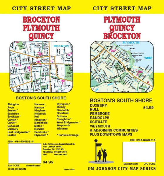 Plymouth : Quincy : Brockton : city street map = Brockton : Plymouth : Quincy : city street map GM Johnson