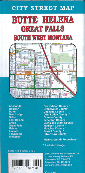 Great Falls : Butte : Helena : south west Montana : city street map = Butte : Helena : Great Falls : south west Montana : city street map GM Johnson