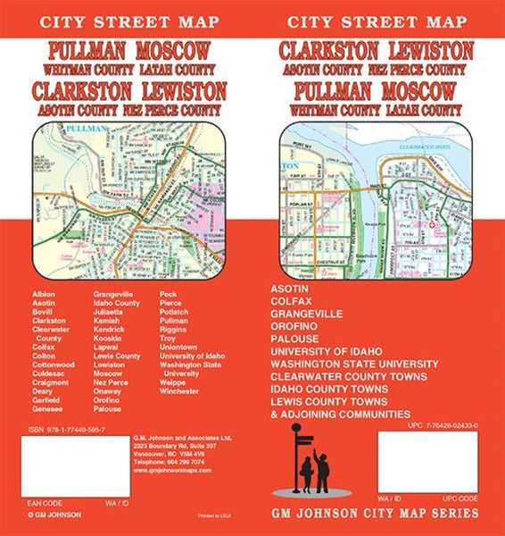 Clarkston : Lewiston : Asotin County : Nez Perce County : Pullman : Moscow : Whitman County : Latah County : city street map GM Johnson