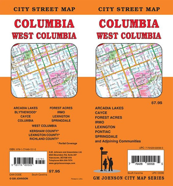 Columbia, South Carolina Street Map GM Johnson