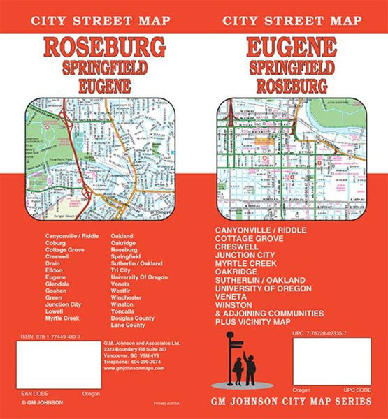 Eugene : Springfield : Roseburg : city street map = Roseburg : Springfield : Eugene : city street map GM Johnson