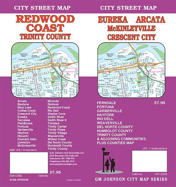 Eureka : Arcata : McKinleyville : Crescent City : city street map = Redwood Coast : city street map GM Johnson