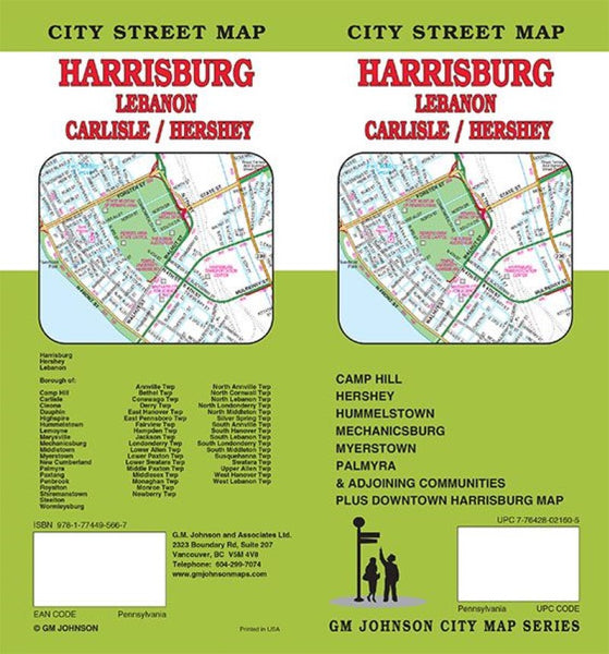 Harrisburg / Lebanon / Carlisle, Pennsylvania Street Map GM Johnson