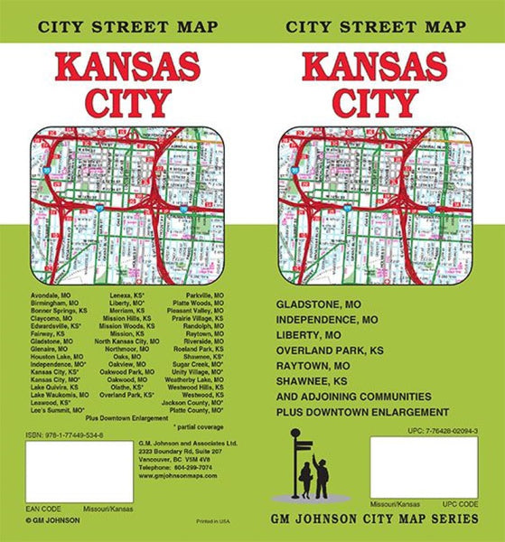 Kansas City, Missouri-Kansas Street Map GM Johnson