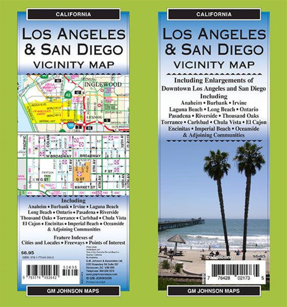 Los Angeles and San Diego Vicinity Folded Map GM Johnson