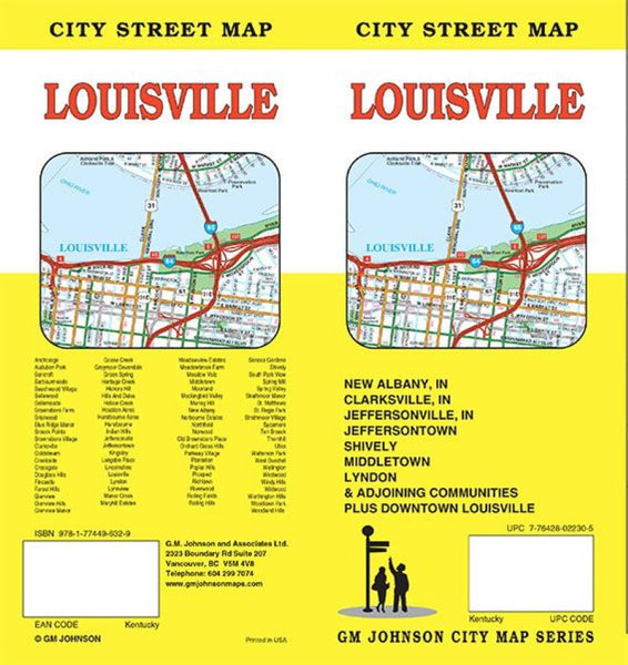 Louisville, Kentucky and New Albany, Indiana City Street Map GM Johnson
