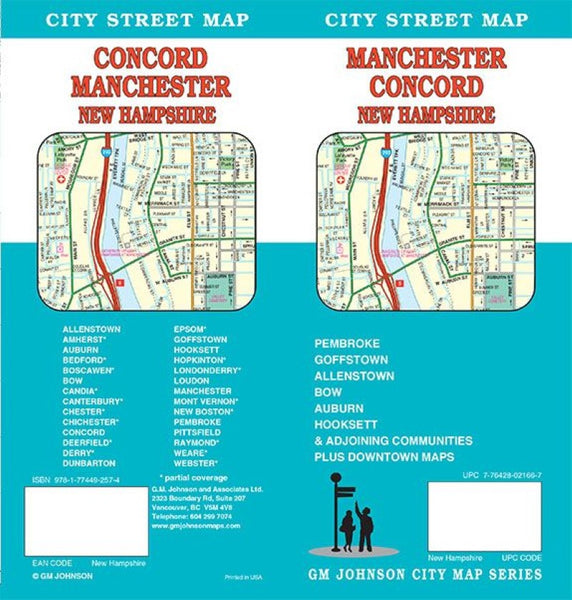 Manchester / Concord, New Hampshire Street Map GM Johnson
