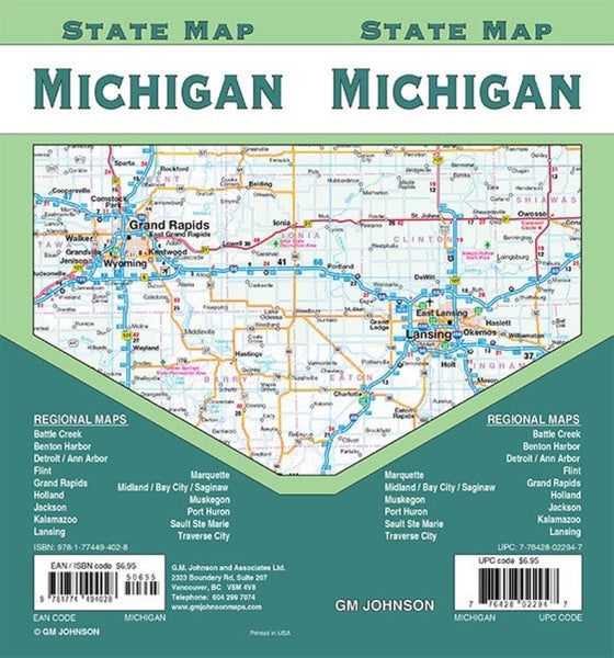 Michigan State Map GM Johnson