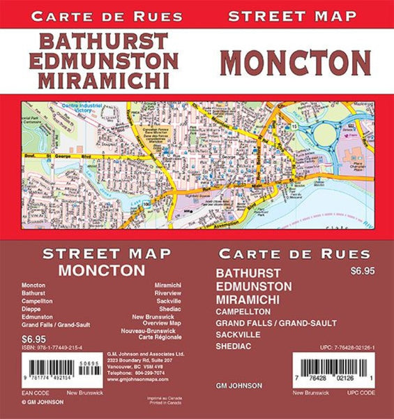 Moncton / Edmundston / Miramichi / Bathurst, New Brunswick Street Map GM Johnson
