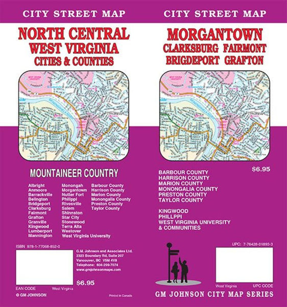Morgantown : Clarksburg : Fairmont : Bridgeport : Grafton : city street map = North central West Virginia : cities & counties : city street map GM Johnson