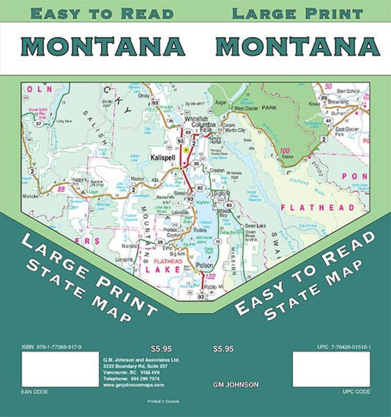 Montana Large Print Map GM Johnson