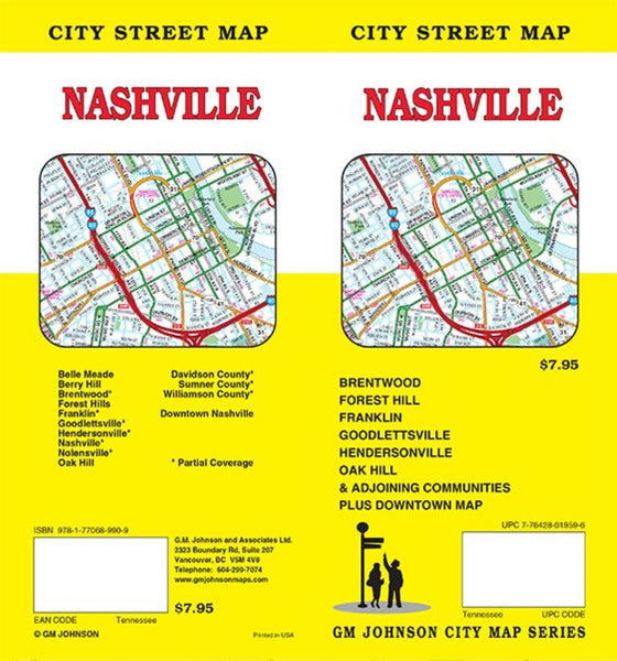 Nashville, Tennessee Street Map GM Johnson