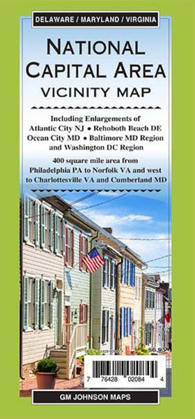 National Capital Area  400 mile area, Delaware / Maryland / Virginia Regional Map GM Johnson