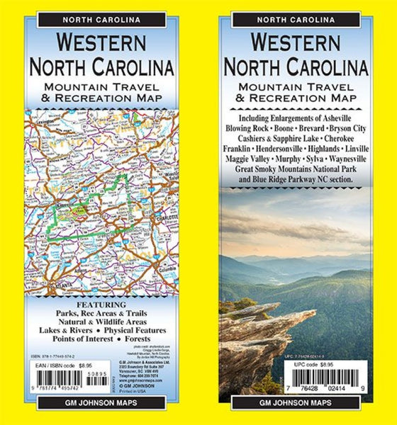Western North Carolina, North Carolina Recreation Map GM Johnson